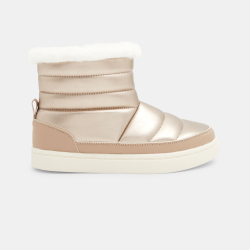 حذاء طويل لامع محشو عليه نقش مبطن ذهبي للبنات